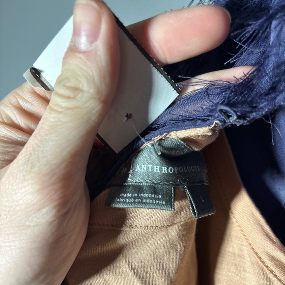 By Anthropologie Short-Sleeve Fringe Mini Dress Women’s Size Large - Picture 5 of 5